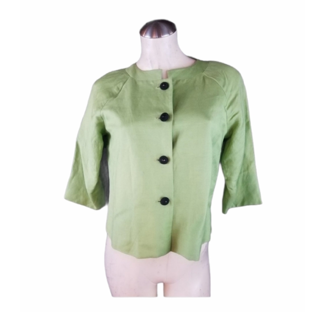 Coldwater Creek Size 6P Green Short Sleeve Blazer Jacket